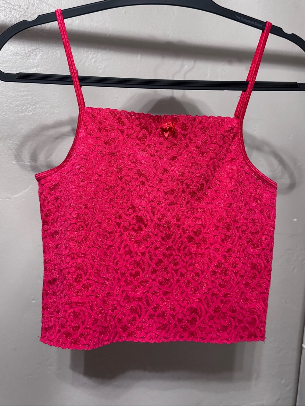 Vintage 90s/Y2K Eva Cervantes Red Floral Lace Cropped Cami Top Size M